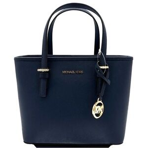 Michael Kors Jet Set Travel Extra-Small Top Zip Tote Bag Navy Blue
